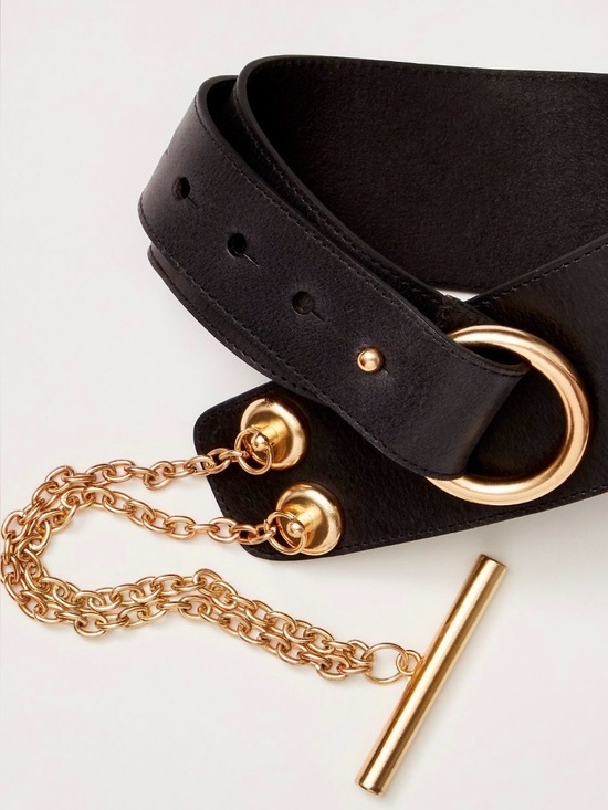 Free People NWT $98 Naomi Waist Belt Black M/L main image 4